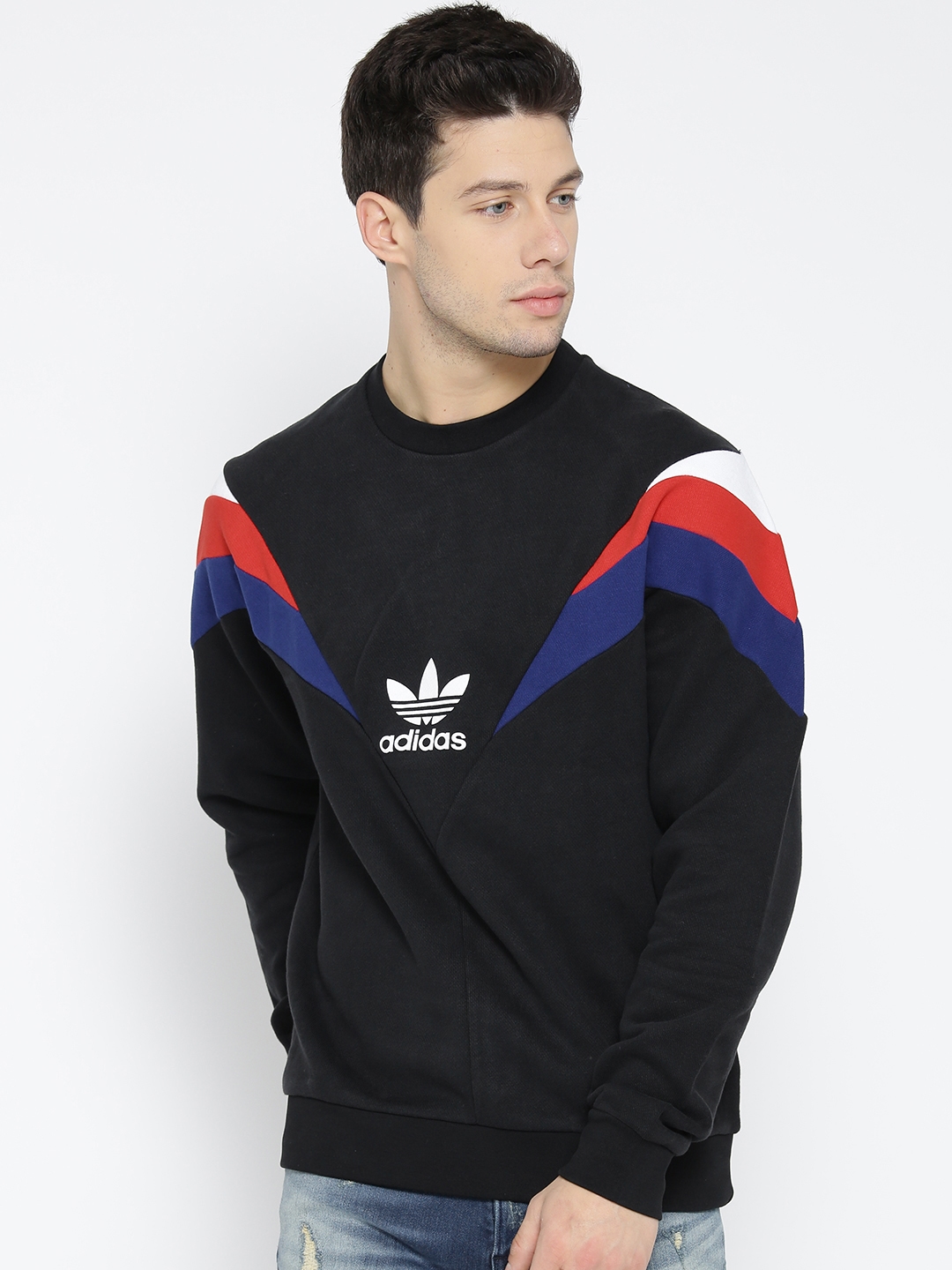 Buy Adidas Originals Men Black Crew Colourblocked Sweatshirt - Sweatshirts for Men 2083613 | Myntra