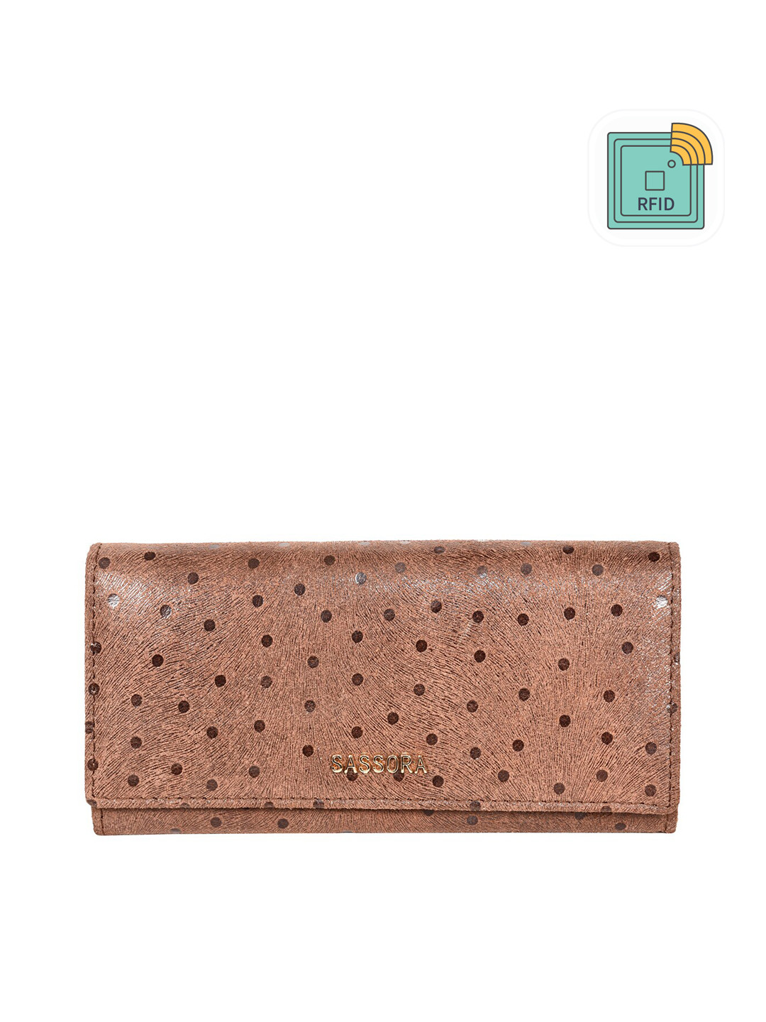 Sassora Women Brown & Black Animal Printed Leather Envelope