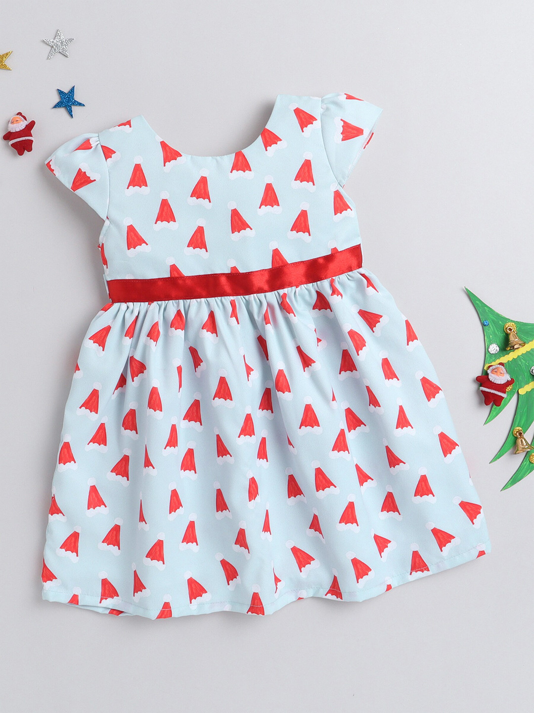 The Magic Wand Girls Blue & Red Printed Dress