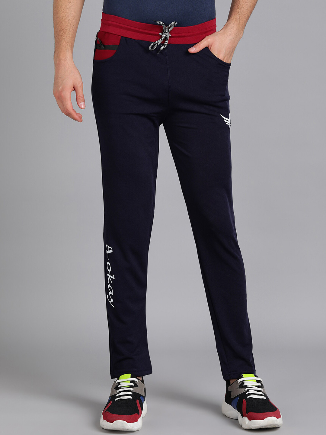 A-Okay Men Navy Blue Slim Fit Trouser