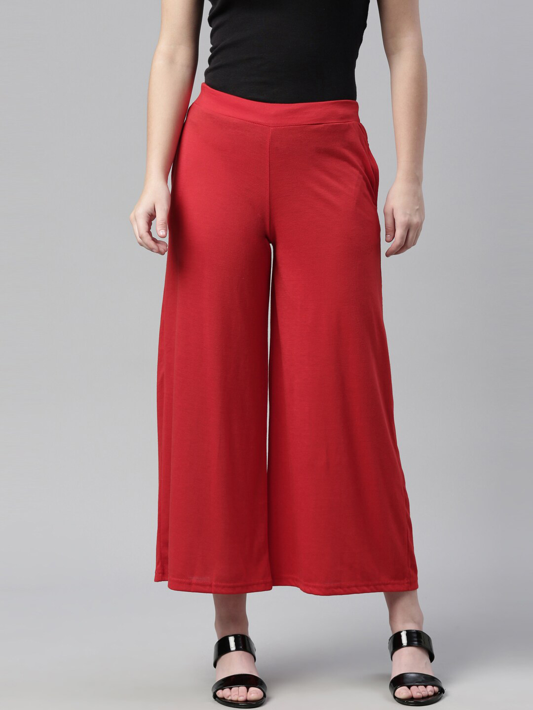 Souchii Women Red Knitted Palazzos