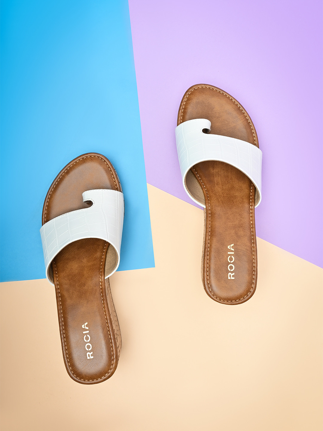 Rocia White & Brown Wedge Heels