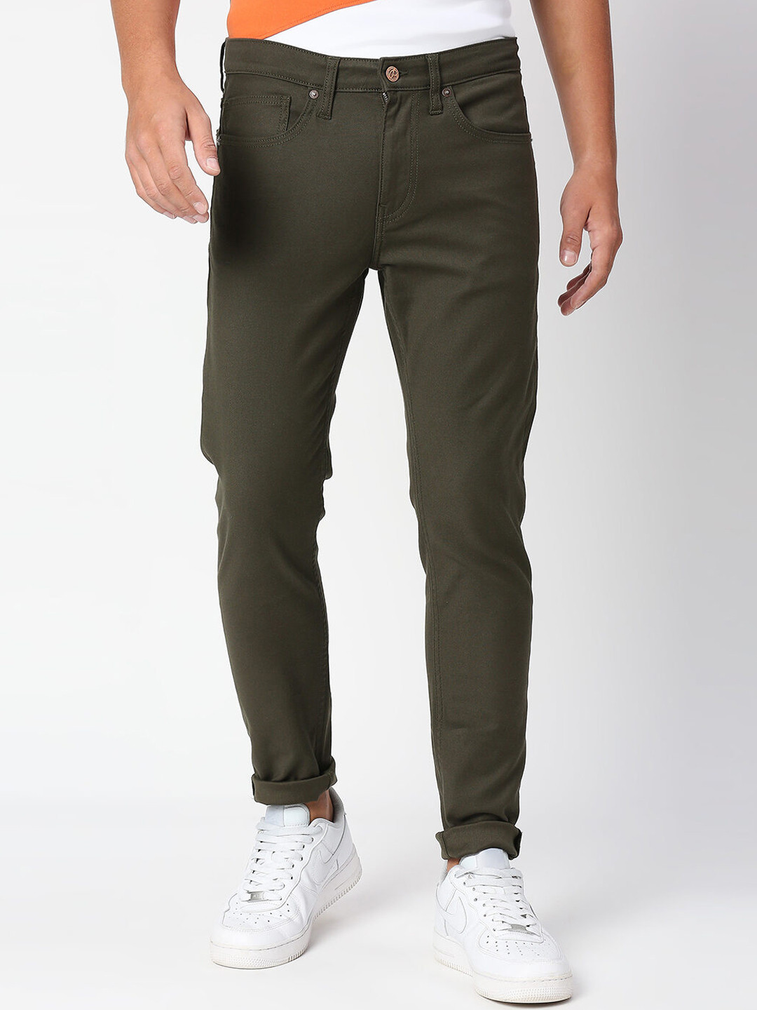 Pepe Jeans Men Olive Green Skinny Fit Stretchable Jeans
