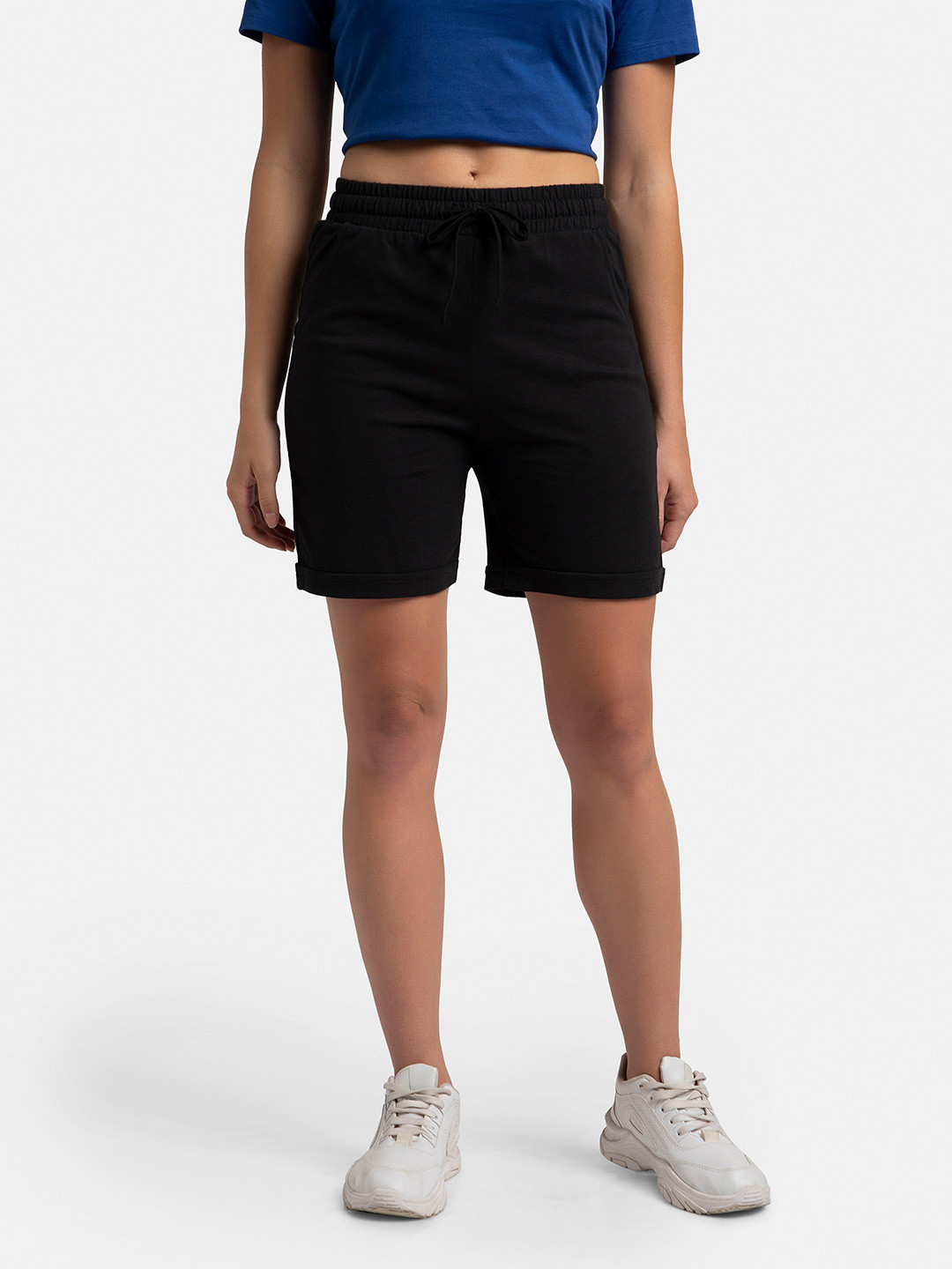 Jockey Women Super Combed Cotton Rich Regular Fit Solid Shorts with Side Pockets -AW23