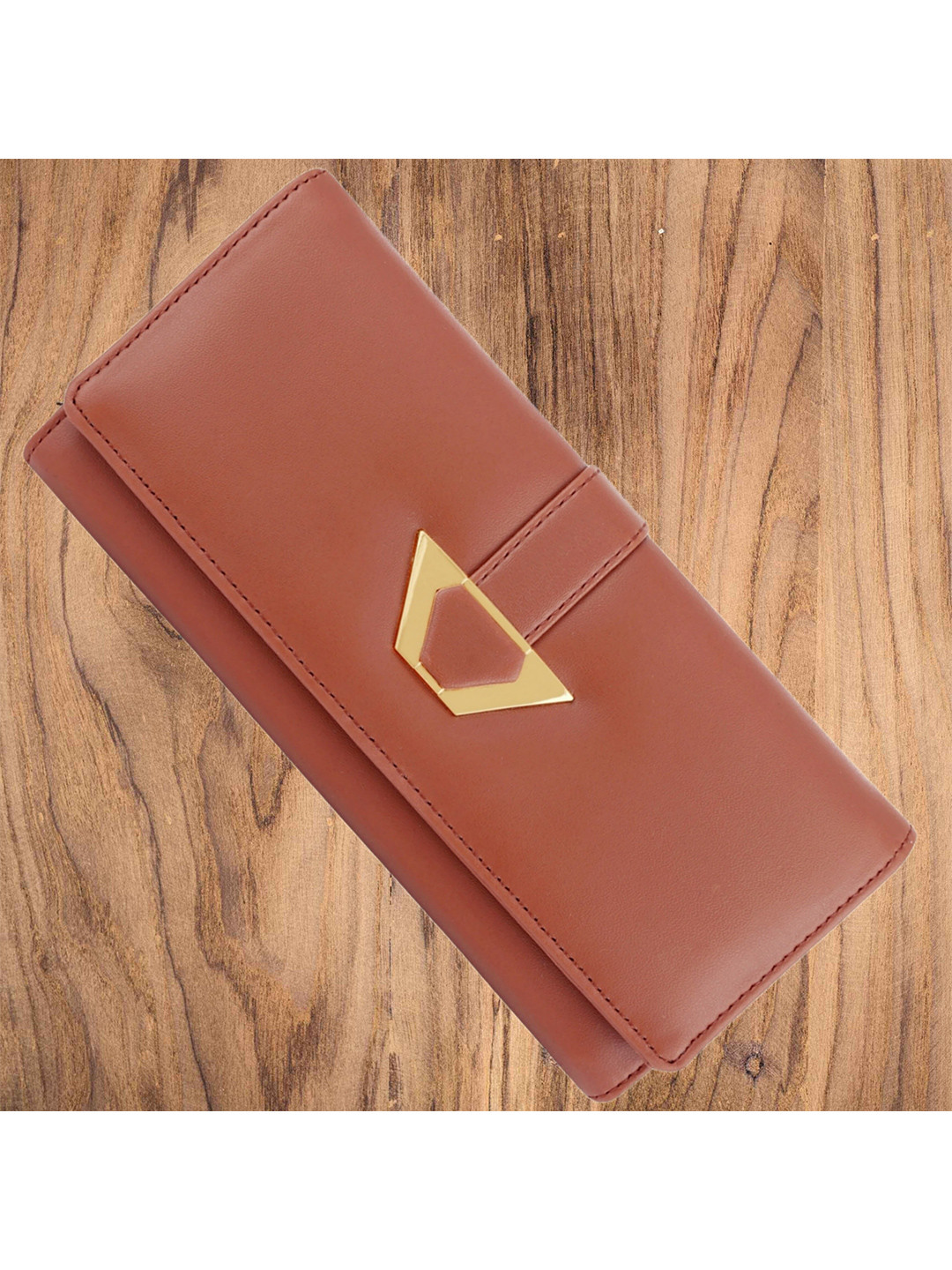 YESSBENZA Women Bronze-Toned & Gold-Toned Two Fold Wallet with Passport Holder