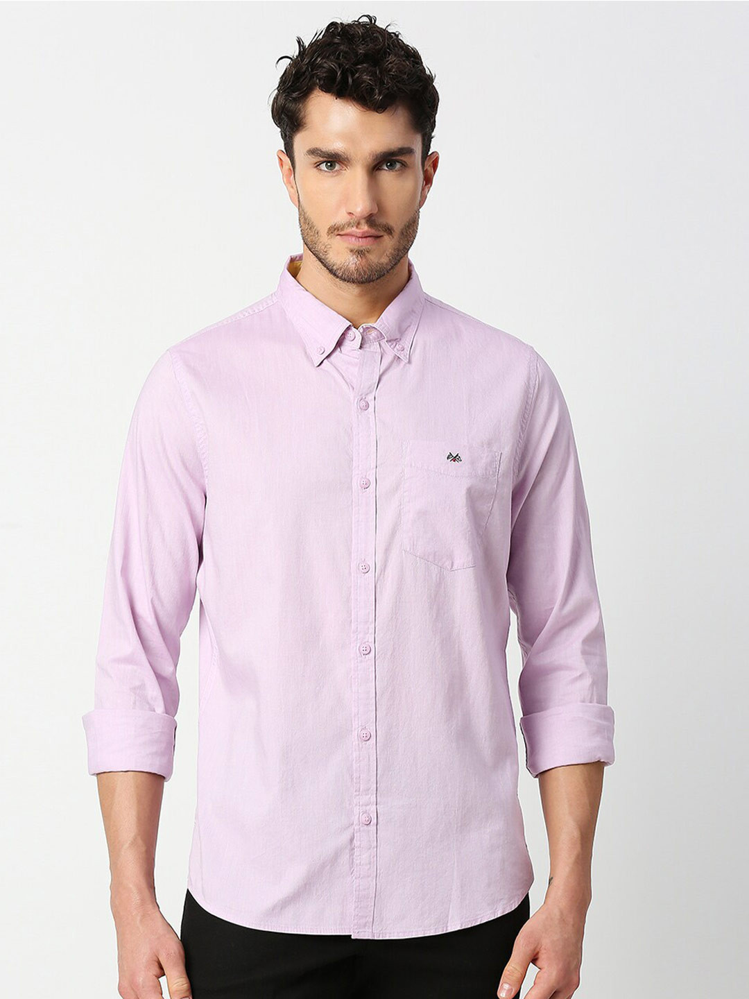 Thomas Scott Men Purple Slim Fit Casual Cotton Shirt