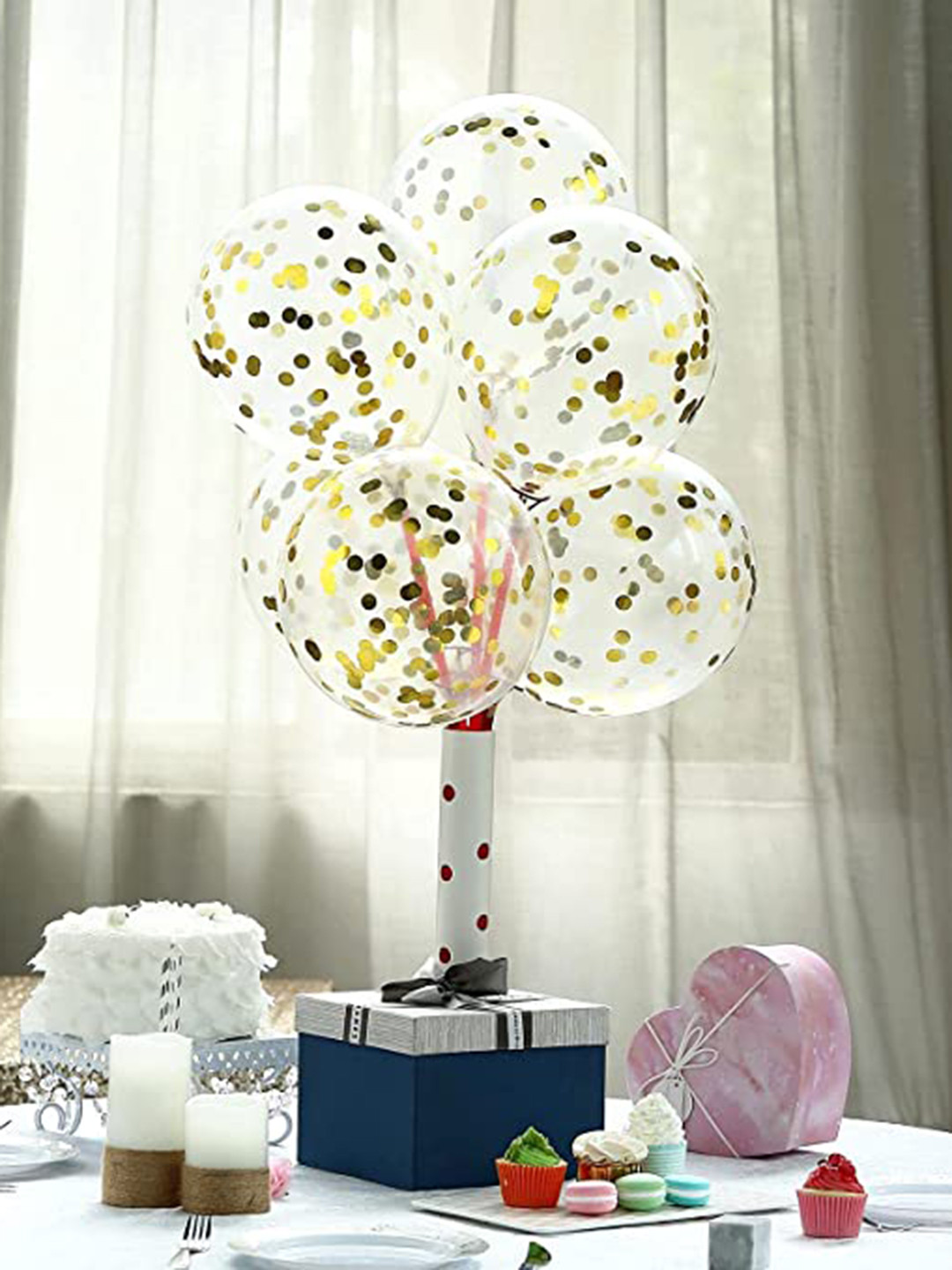 BS AMOR Set Of 5 Gold-Coloured Latex Party Balloons