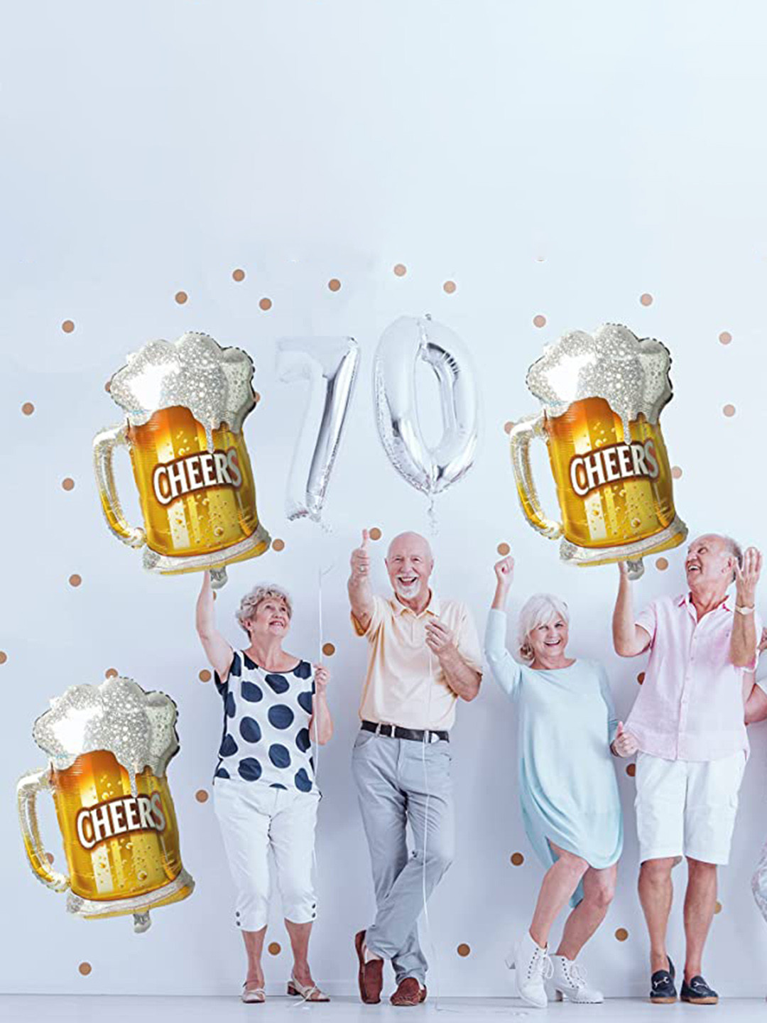 BS AMOR Gold-Toned & White Beer Mug Shape Aluminium Foil Balloon