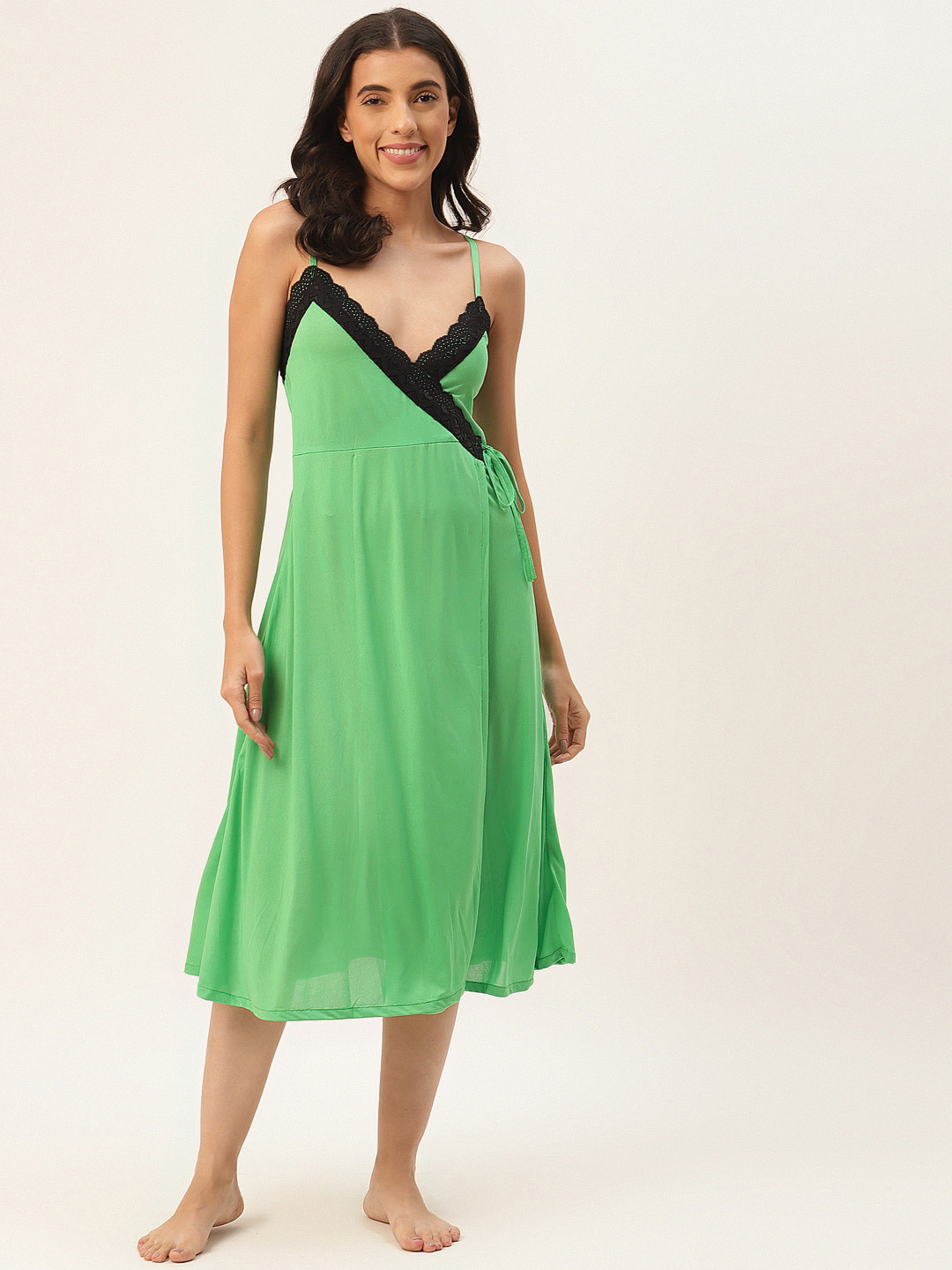 Ms Lingies Lime Green & Black Cotton Baby Doll