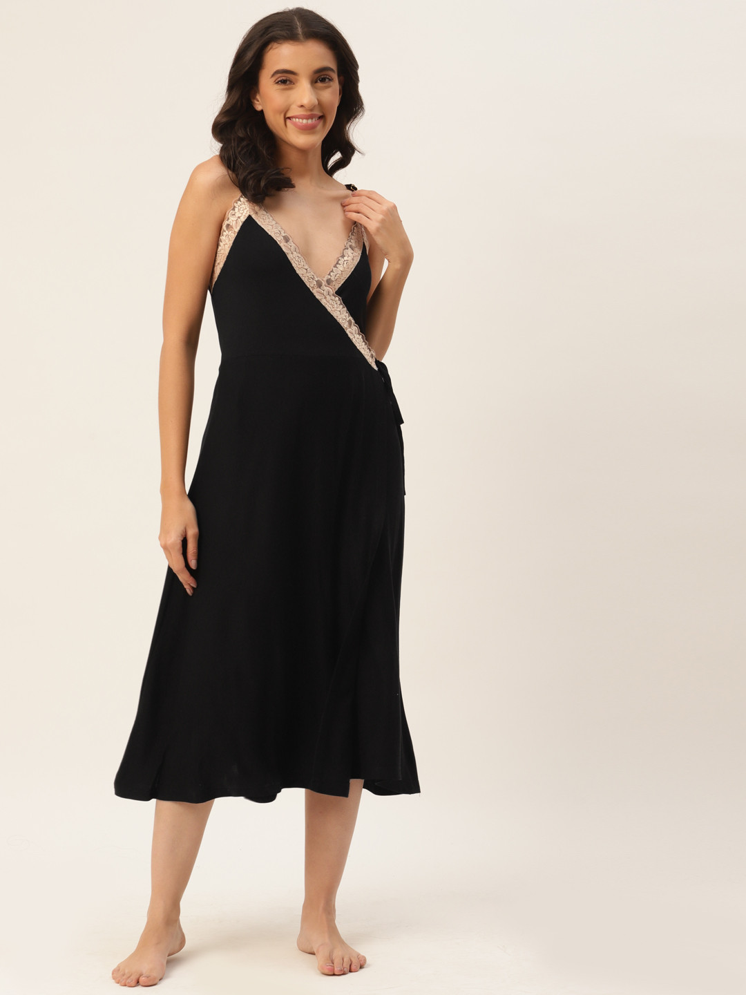 Ms Lingies Black & Beige Modal Baby Doll