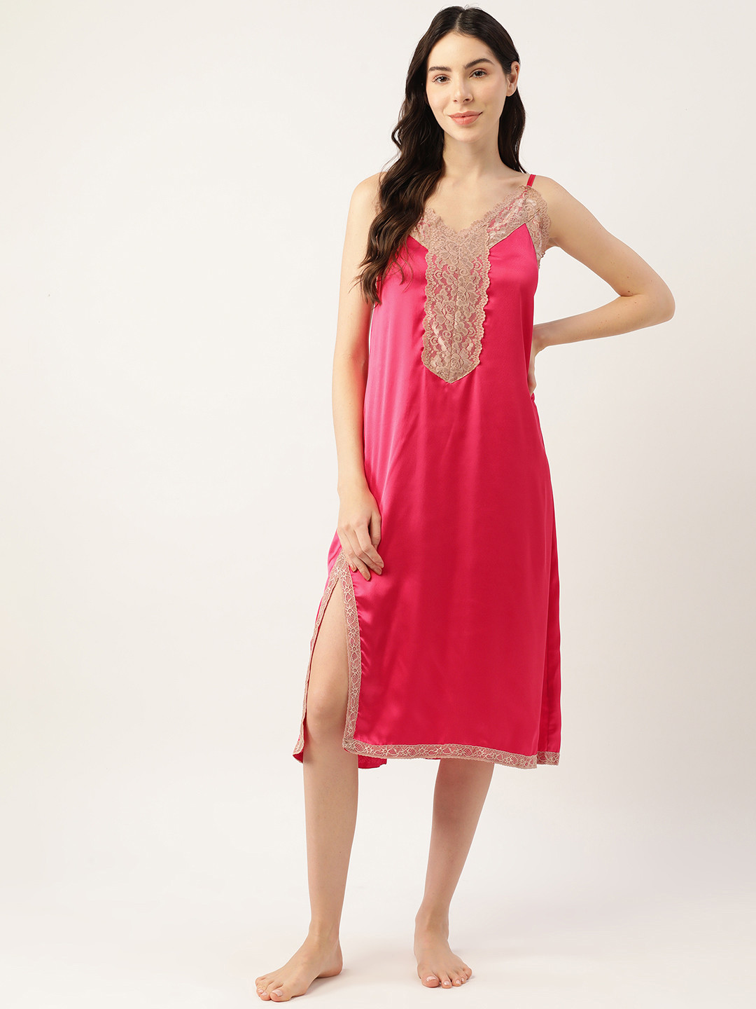 Ms Lingies Rose & Beige Satin Baby Doll