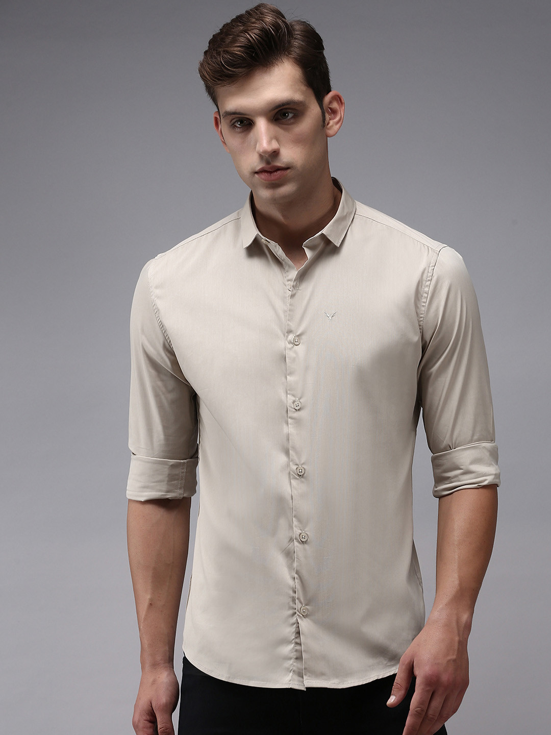 SHOWOFFFF Men Cream-Coloured Comfort Cotton Casual Shirt