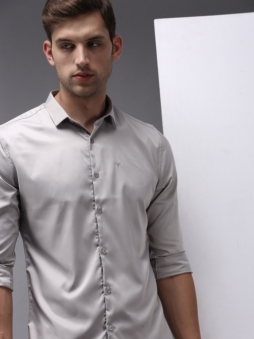 SHOWOFFFF Men Grey Comfort Cotton Casual Shirt