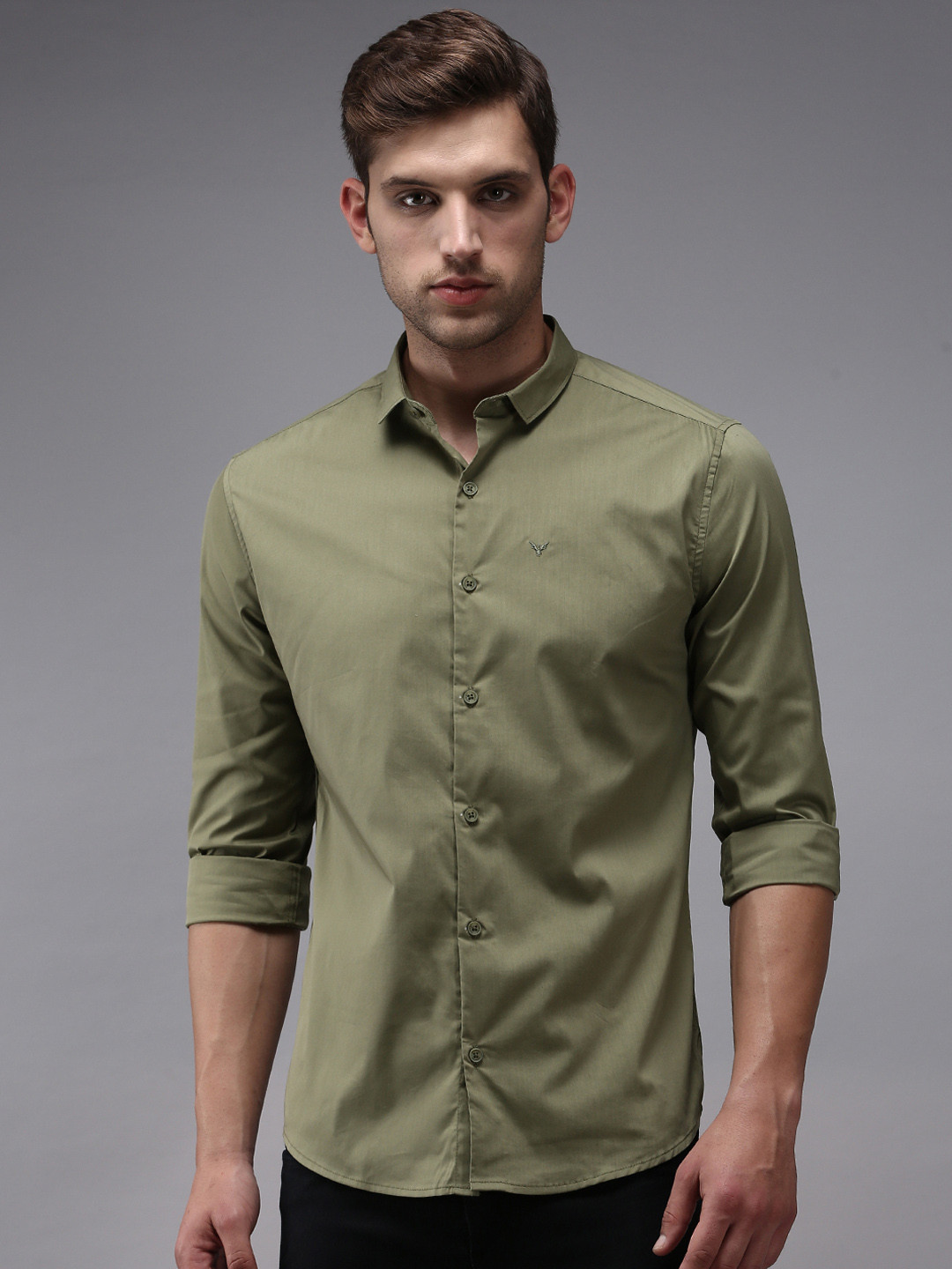 SHOWOFFFF Men Olive Green Comfort Cotton Casual Shirt
