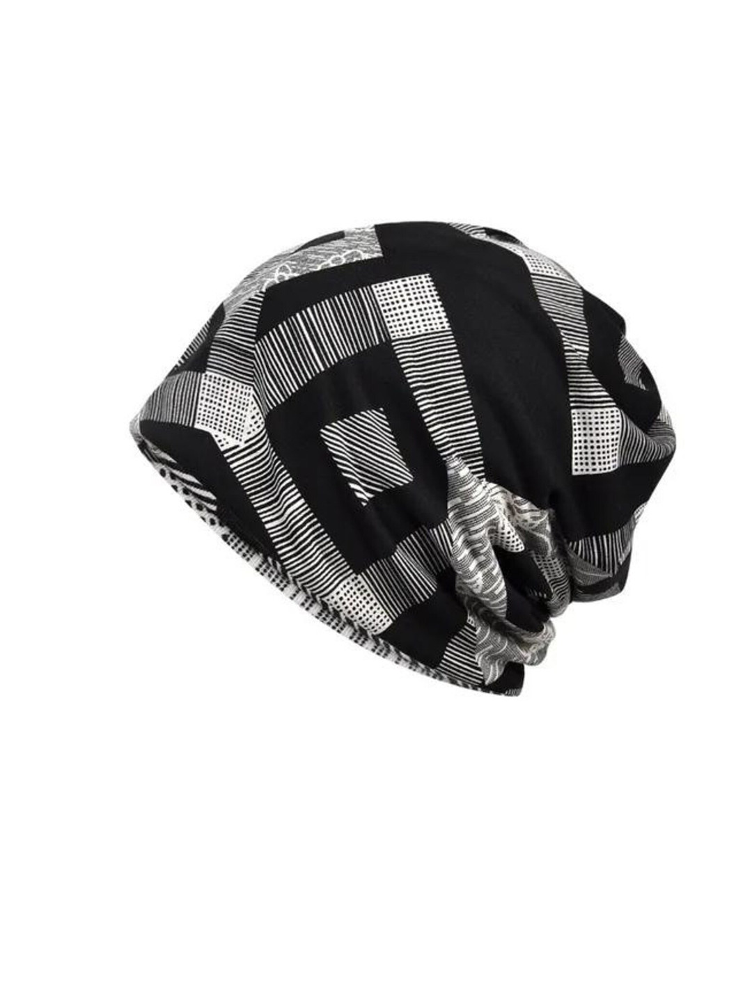 YOUSTYLO Unisex Black & Red Printed Cotton Beanie