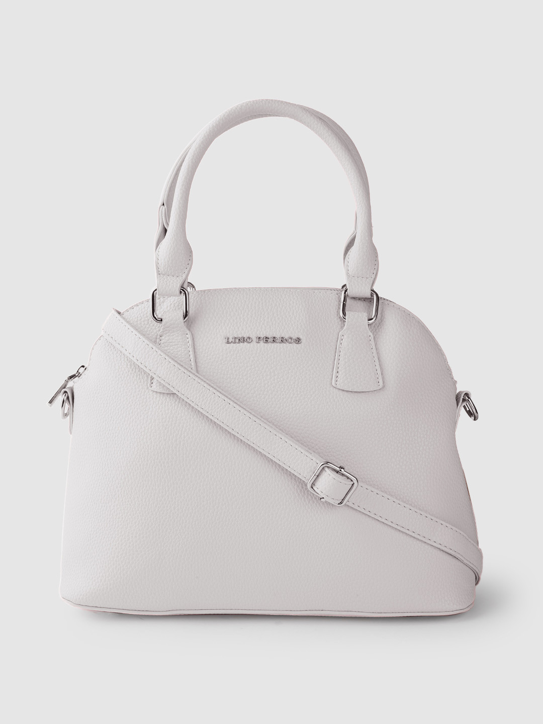 Lino Perros Grey Half Moon Handheld Bag with Detachable Sling Strap