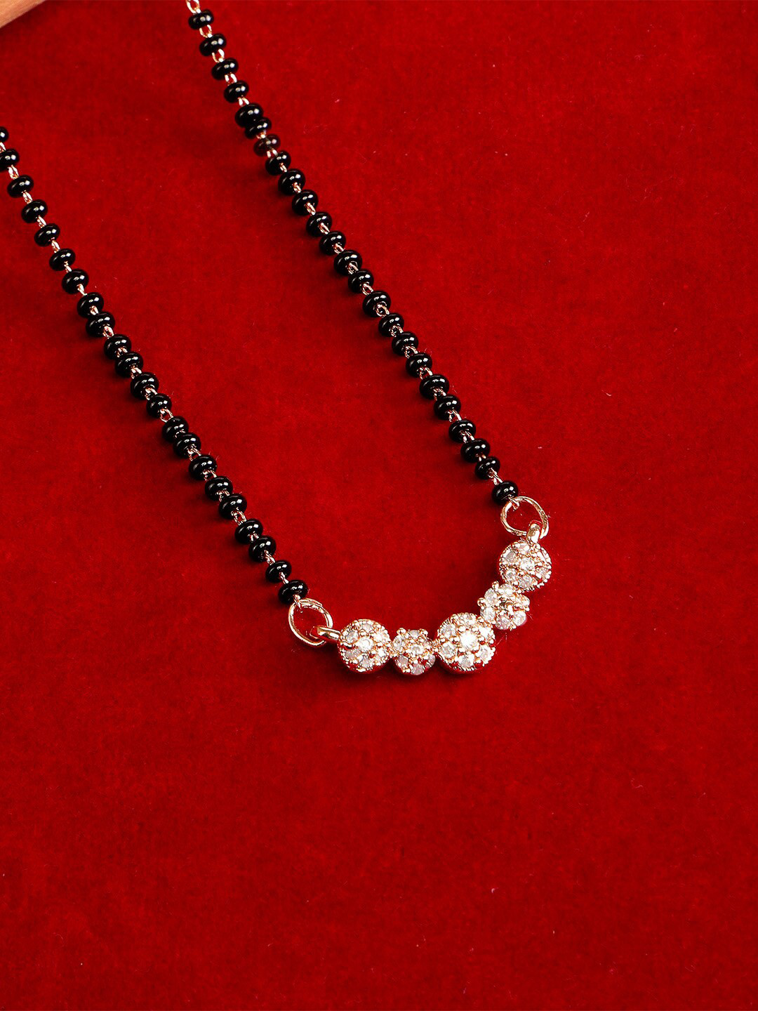 ZINU CZ & Bead Studded Gold-Plated Mangalsutra