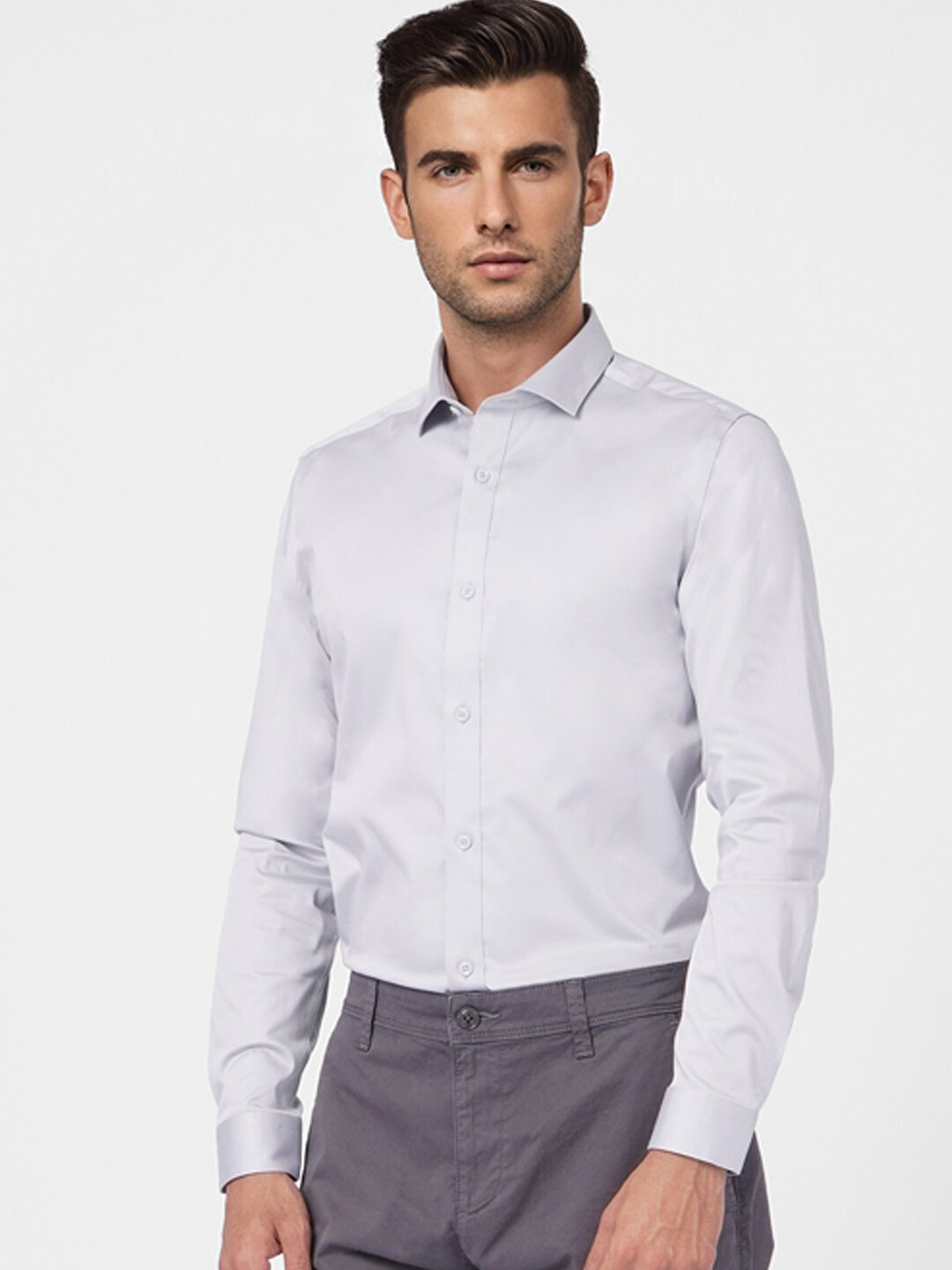 Jack & Jones Men Lavender Cotton Formal Shirt