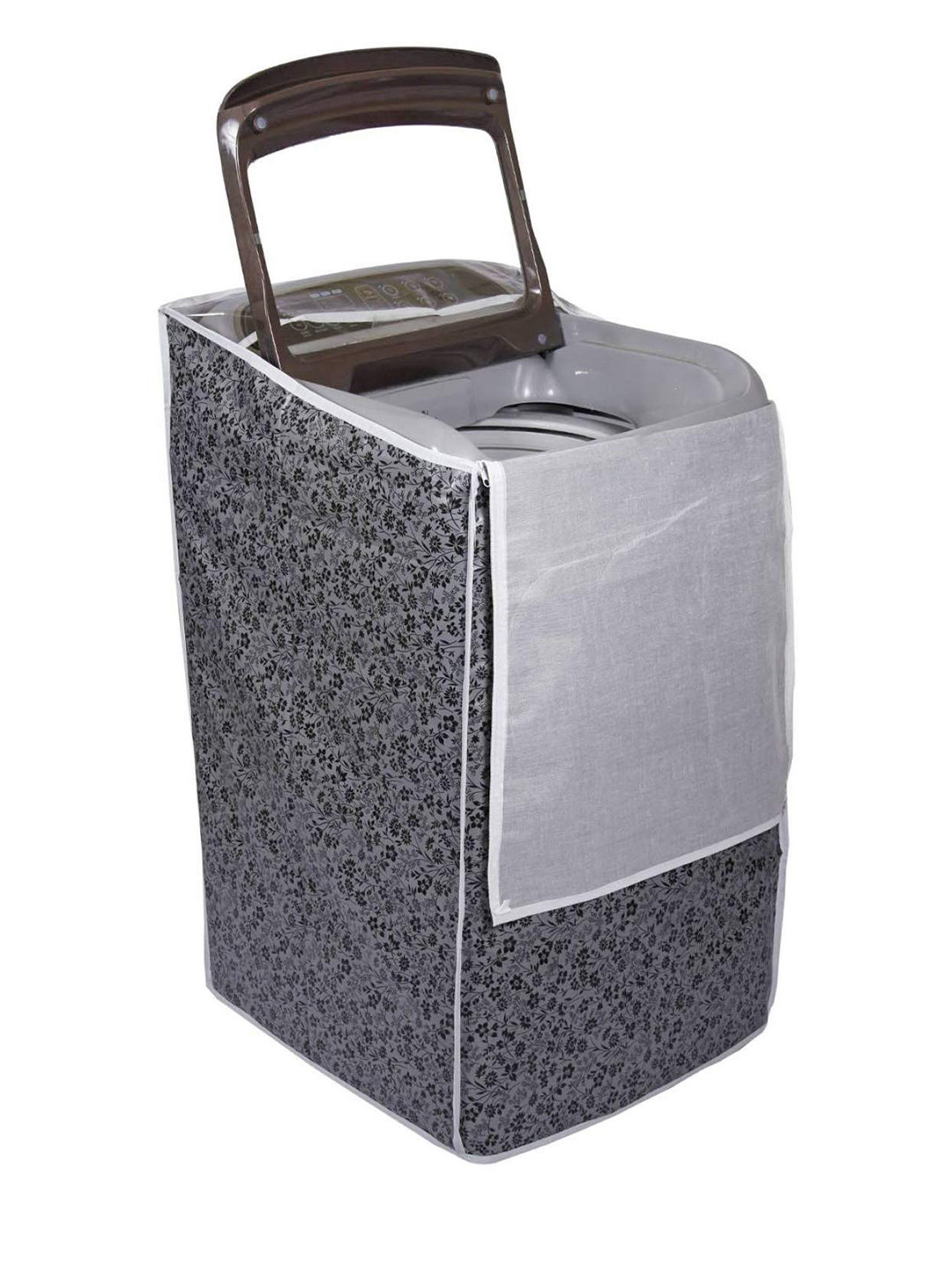 DALUCI Grey Printed Cotton Washing Machine covers