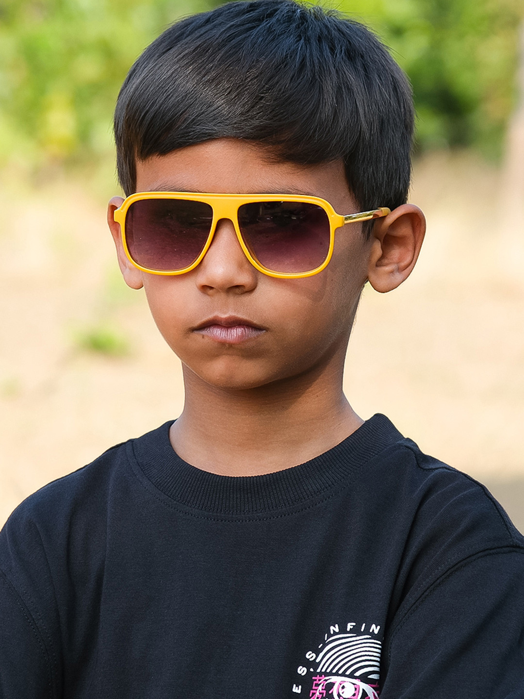 DukieKooky Unisex Kids Purple Lens & Orange Square Sunglasses with UV Protected Lens