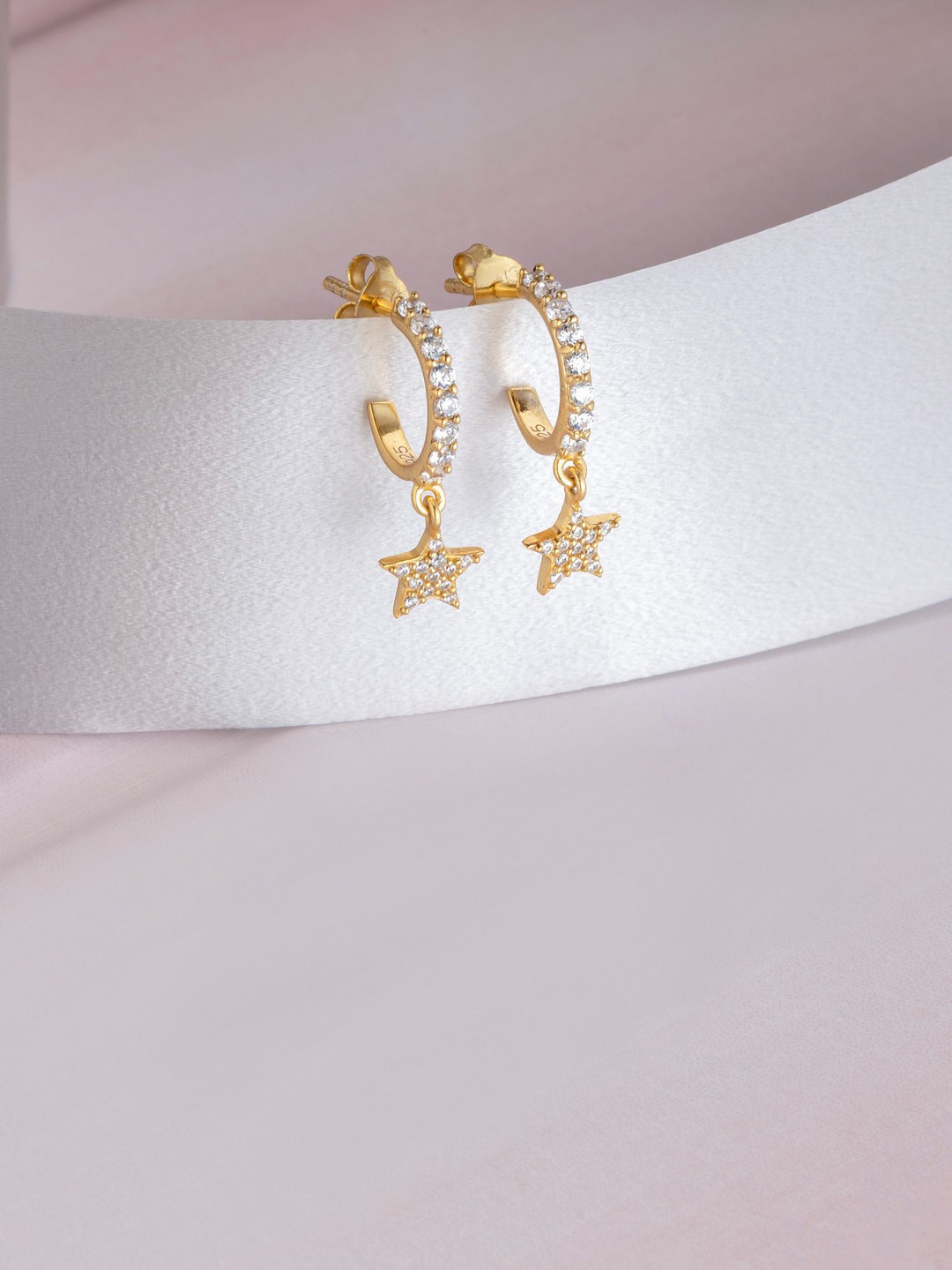 Zavya Gold-Toned Star Shaped Half Hoop Earrings