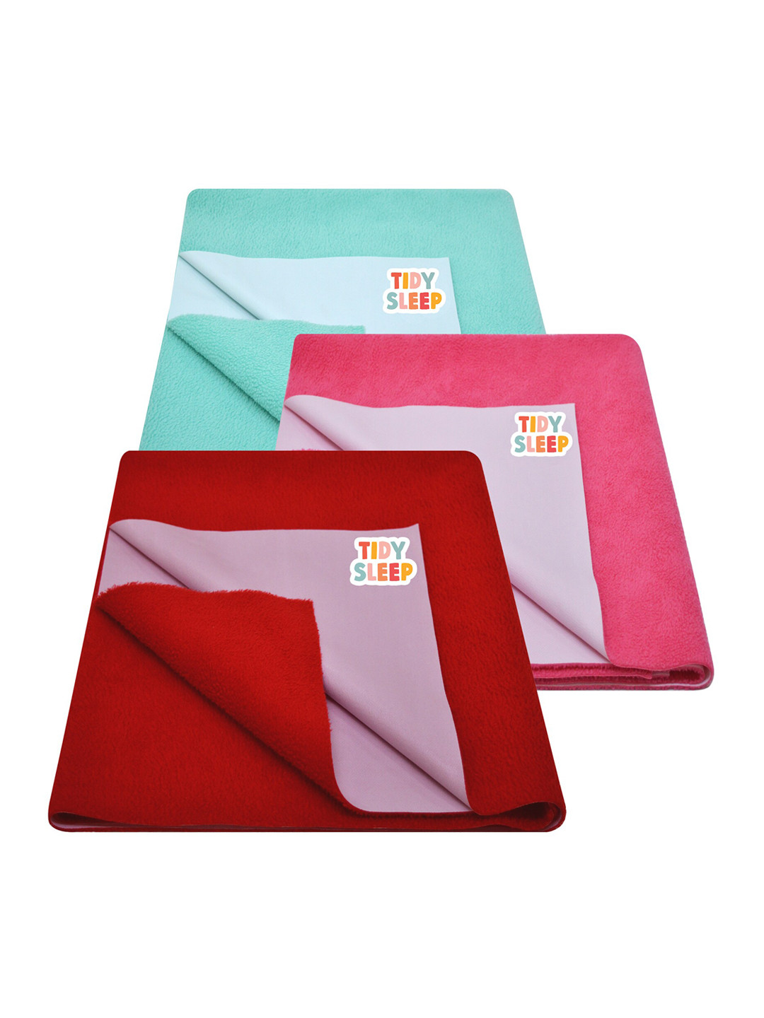 TIDY SLEEP Kids Set Of 3 Solid Cotton Water-Proof Dry Sheet