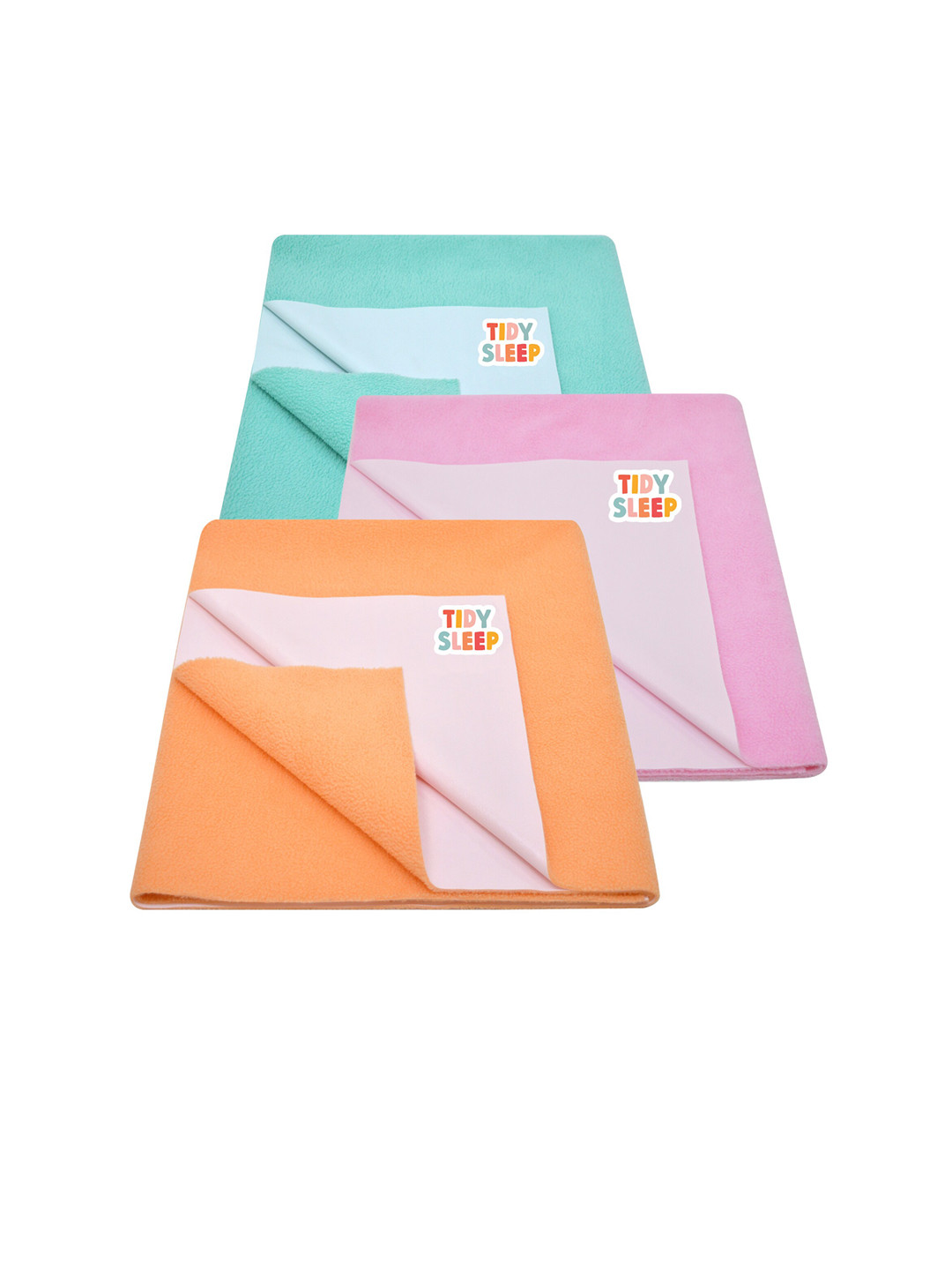 TIDY SLEEP Kids Set Of 3 Solid Fleece Water Resistant Dry Sheet