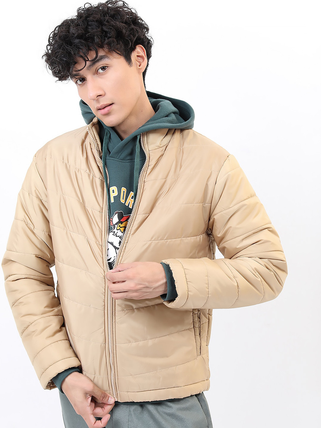 HIGHLANDER Men Beige Padded Jacket