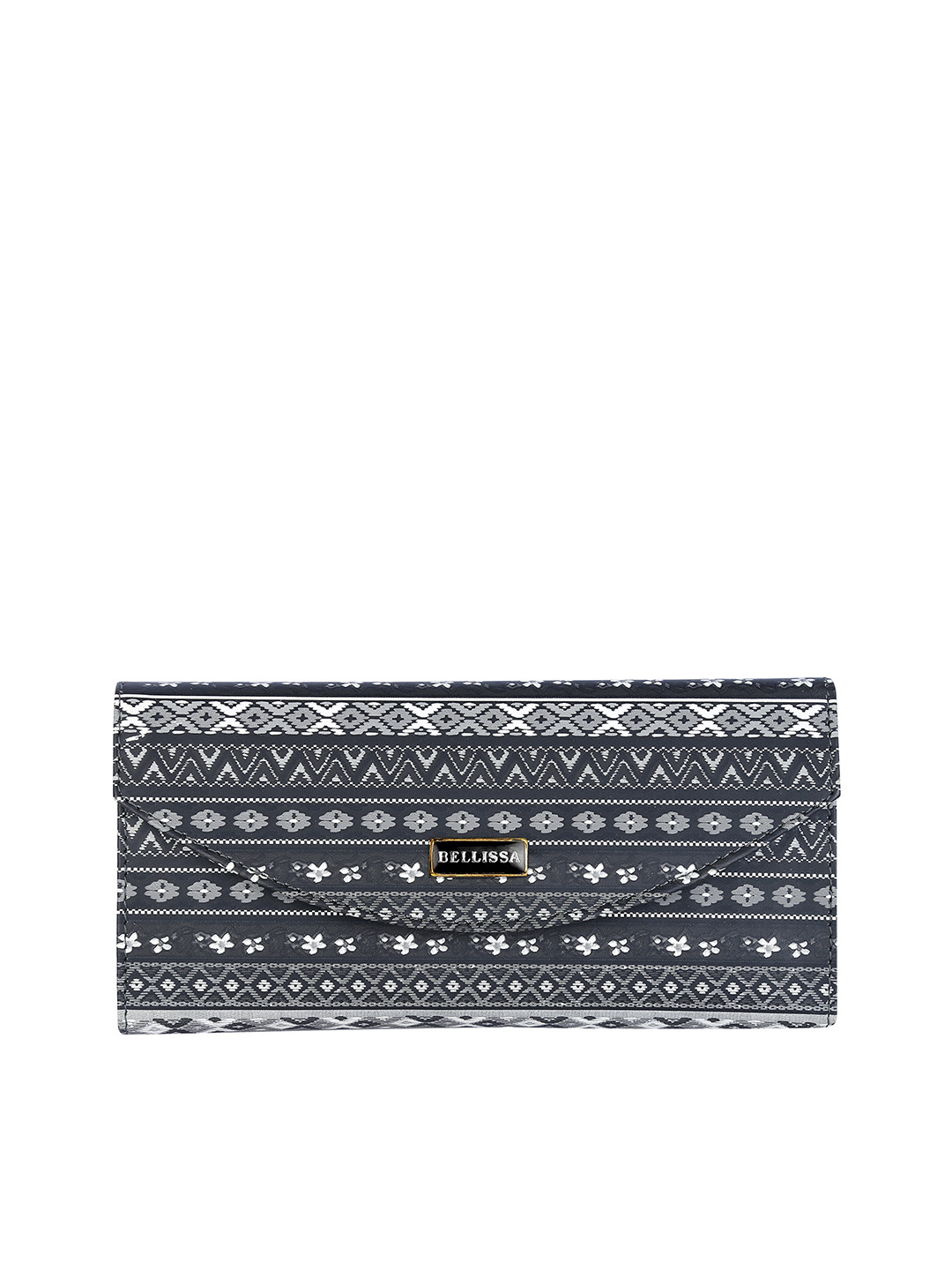 Bellissa Women Black & White Floral Printed PU Two Fold Wallet