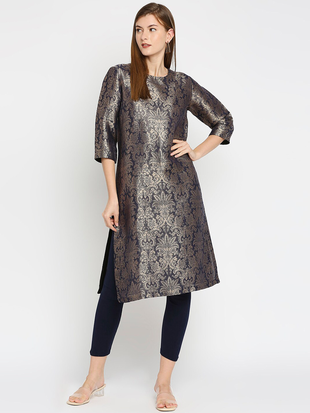 Cloth Haus Indian Woven Design Straight Regular Cotton Kurta