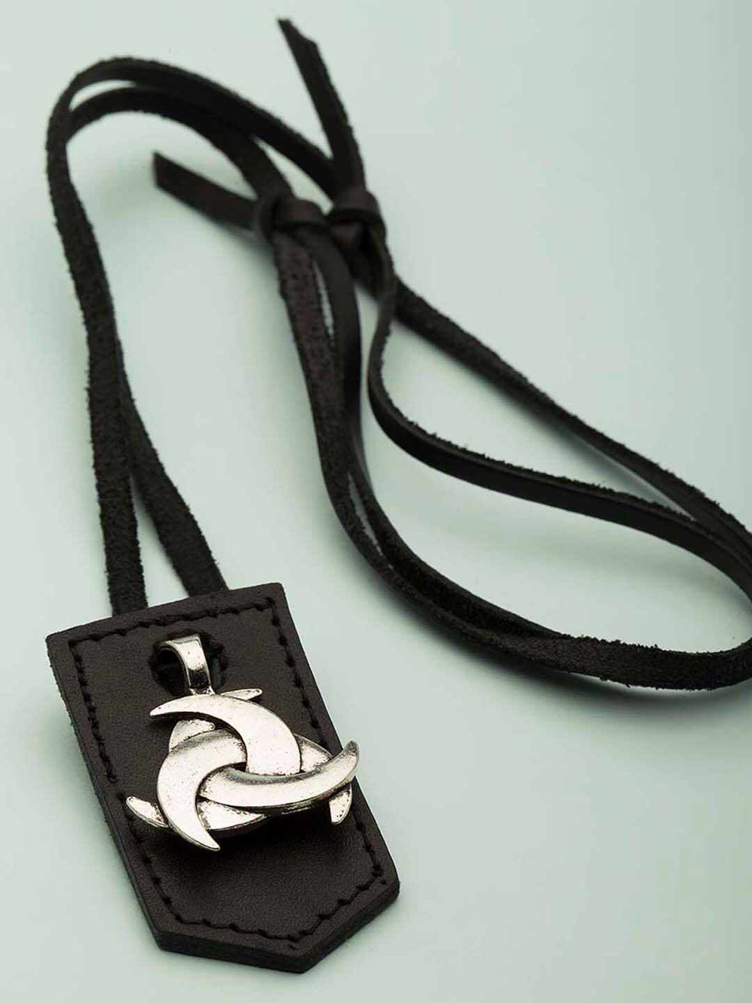 Dare by Voylla Men Silver-Plated Moon Pendant With Chain