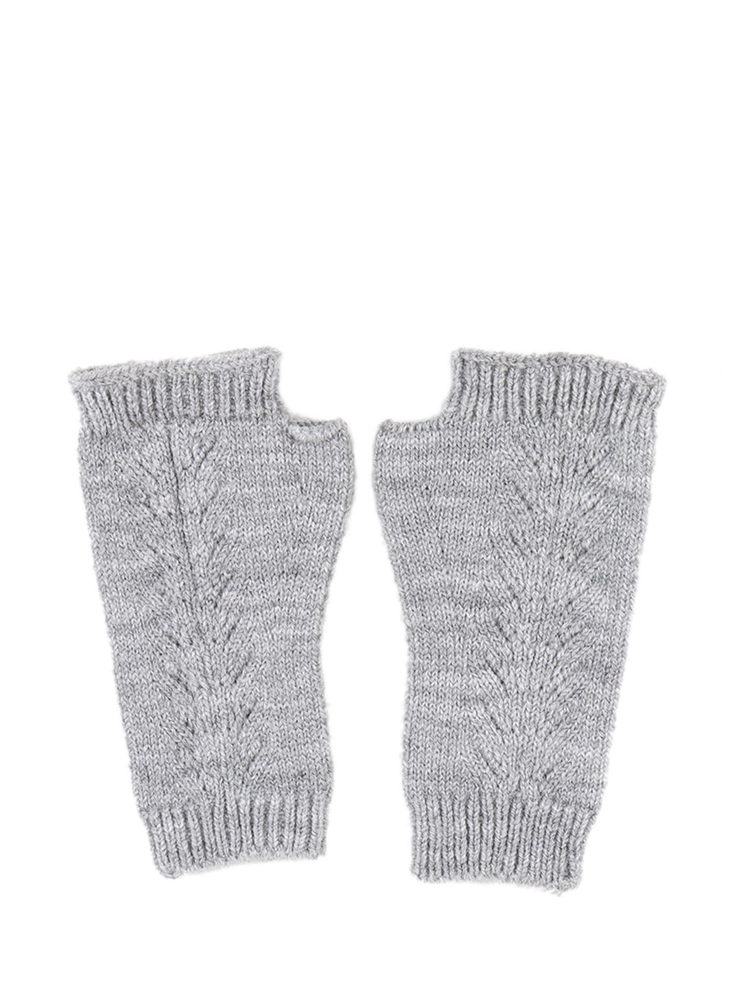 Bharatasya Kids Grey Knitted Fingerless Acrylic Winter Gloves