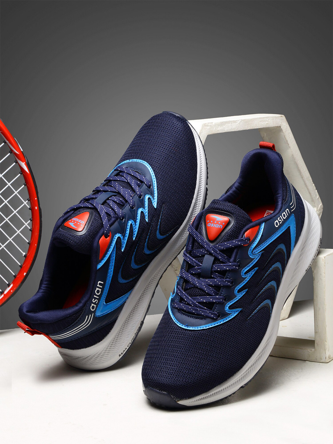 ASIAN Men Navy Blue Mesh Running Non-Marking Lace-Up Shoes