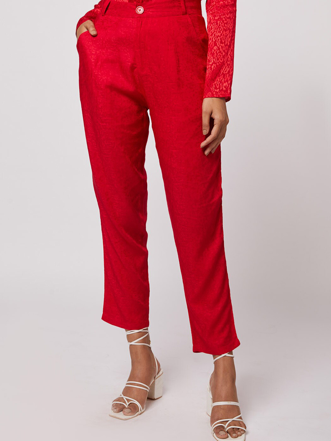 NOT SO PINK Women Red Regular Fit Trousers