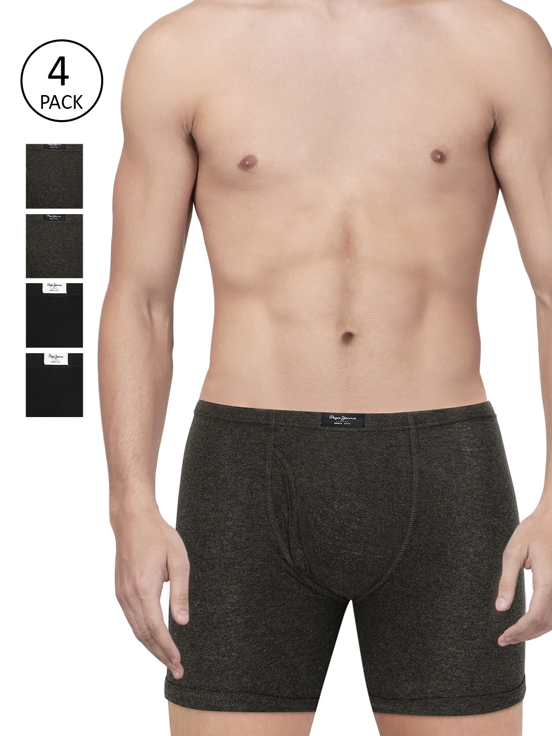 Pepe Jeans Men Pack of 4 Solid Midrise Trunks