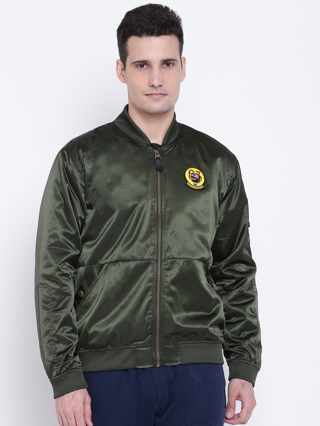 olive green adidas bomber jacket