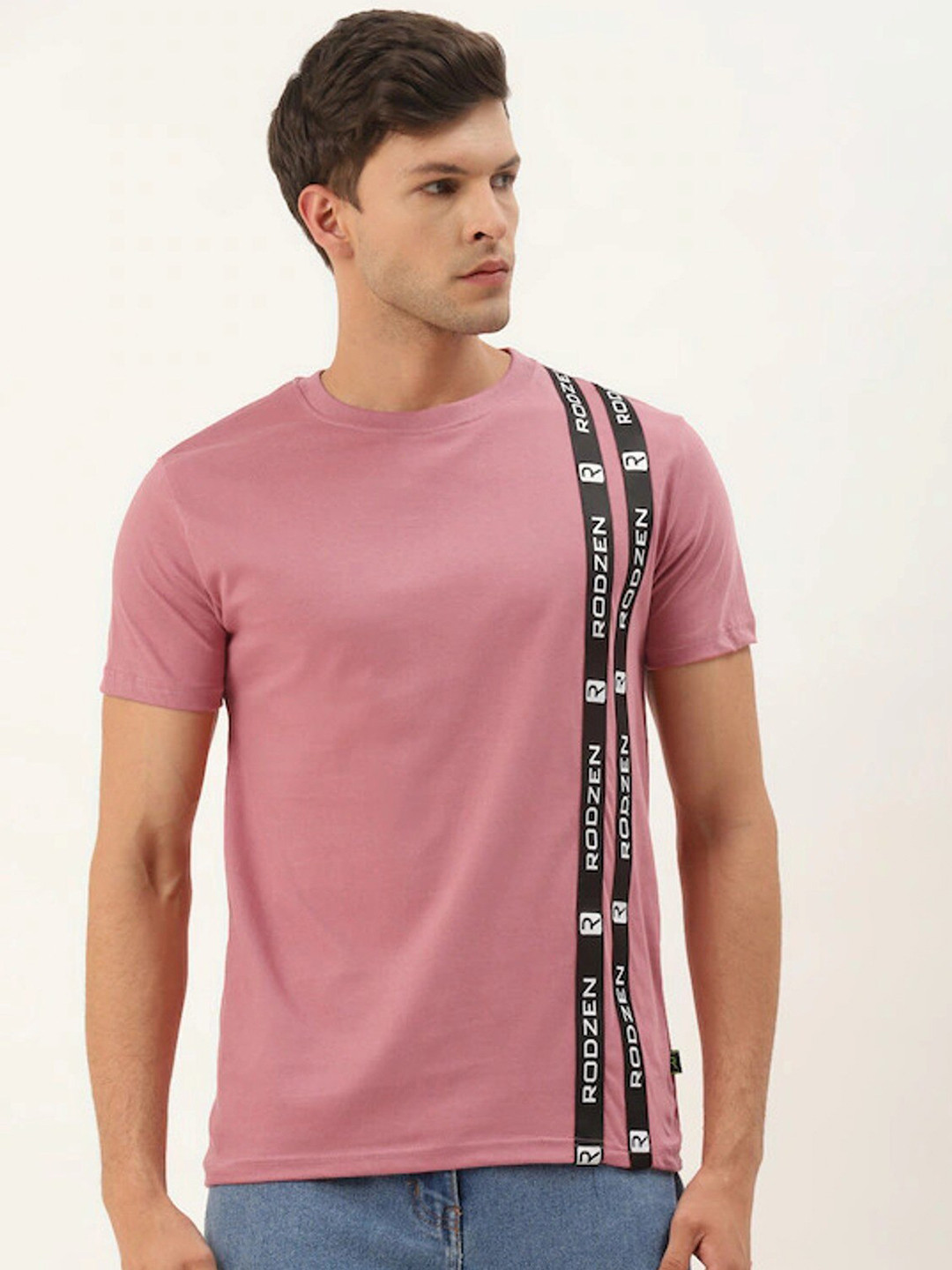 Rodzen Men Rose Typography Printed Pure Cotton T-shirt