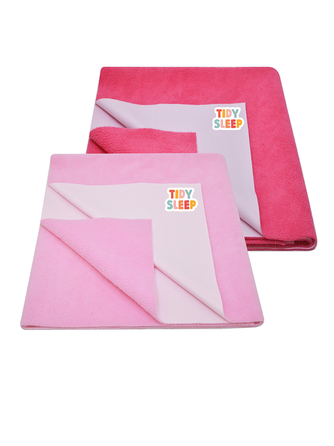 TIDY SLEEP Kids Set Of 2Pink Water Proof Mattress Protector