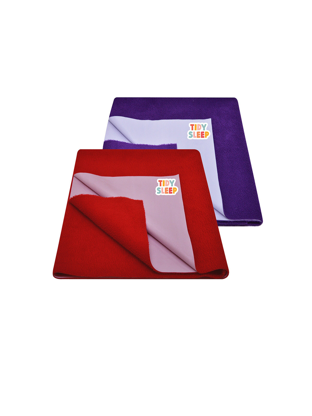 TIDY SLEEP Kids Set Of 2 Red & Violet Water Proof Mattress Protector