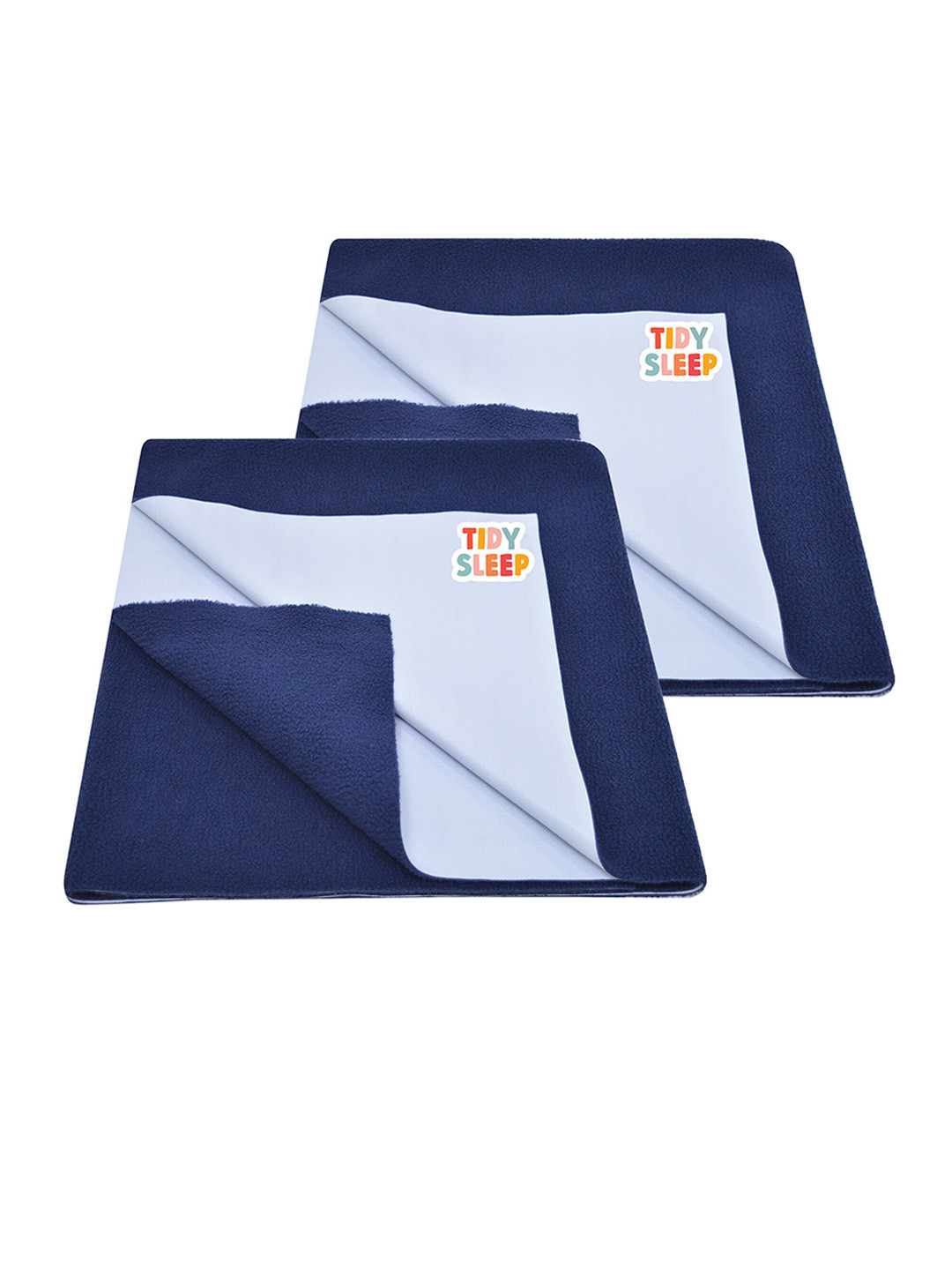 TIDY SLEEP Kids Set Of 2 Navy Blue Water Proof Mattress Protector