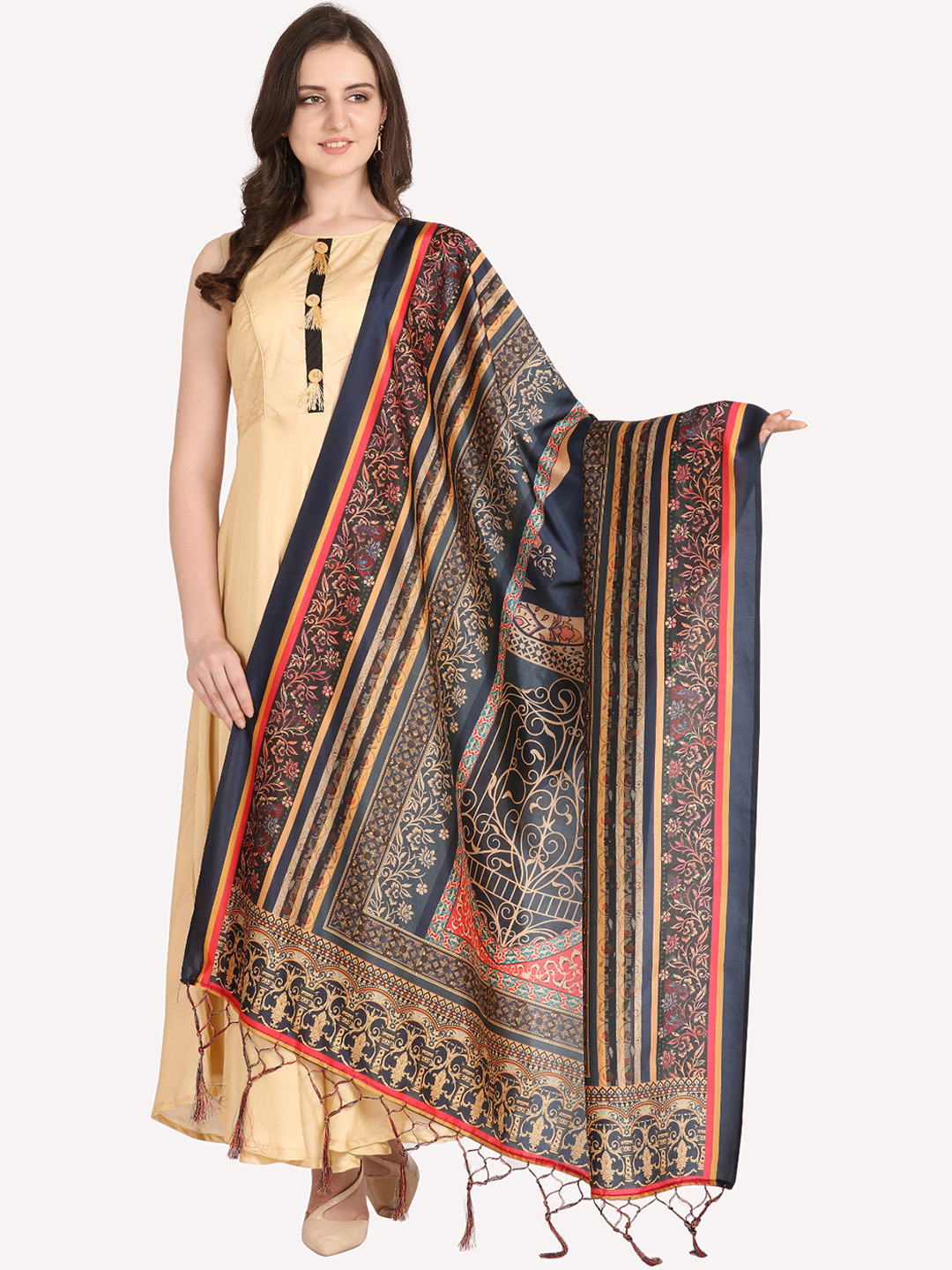 Kaizen TEXO FAB Blue & Black Printed Dupatta