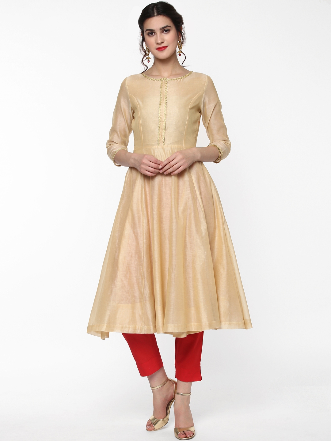 beige anarkali kurta