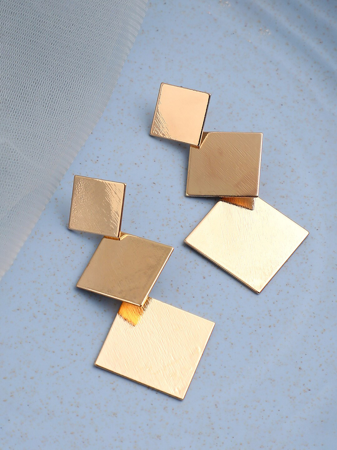 SOHI Gold-Toned & Gold Plated Contemporary Drop Earrings