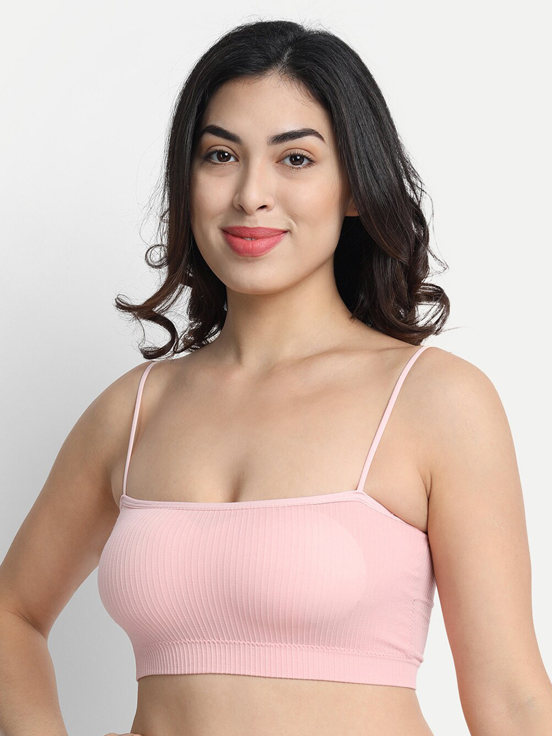 Flenzy Pink Cotton Bralette Bra - Lightly Padded