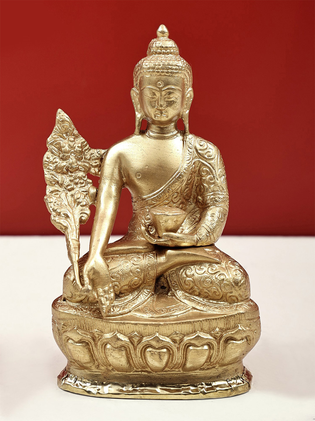 Exotic India Gold Toned Tibetan Buddhist In Brass Showpiece