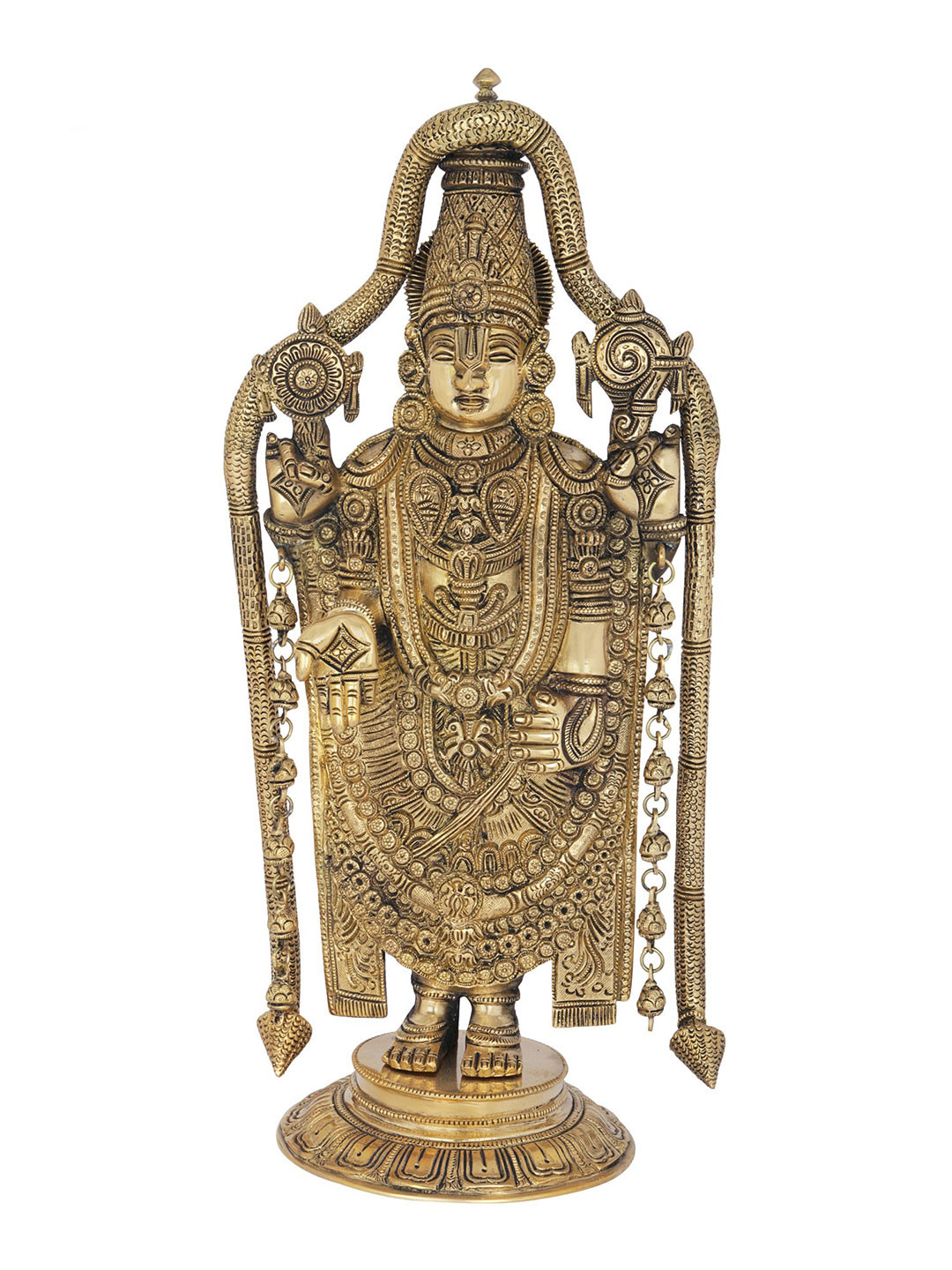Exotic India Gold Toned Lord Venkateshvara As Balaji Religious Idol Showpiece