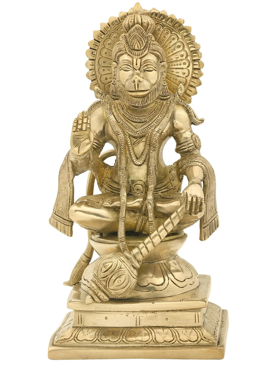 Exotic India Gold Toned Lord Hanuman Blessing Religious Idol Showpiece