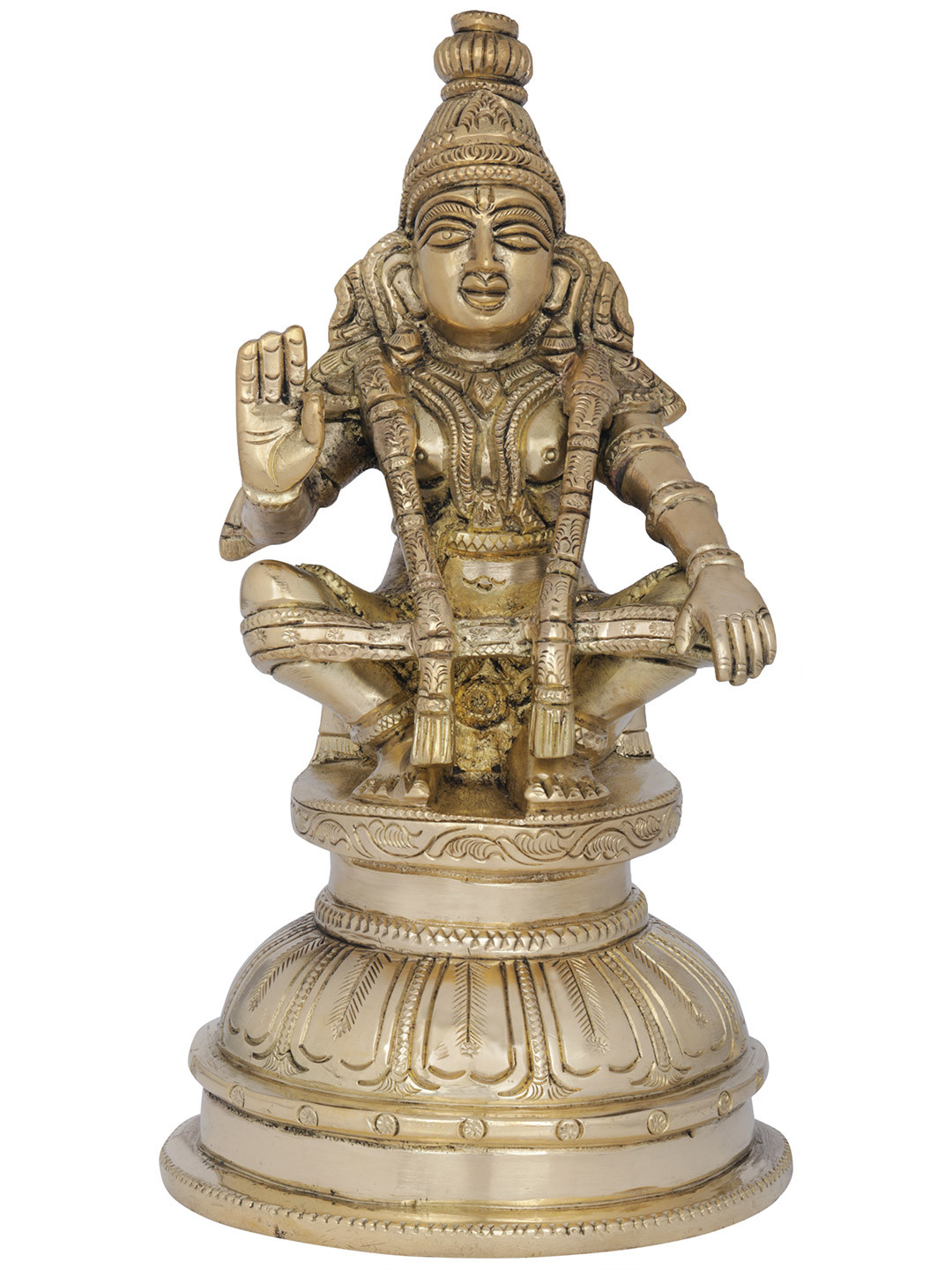 Exotic India Gold Toned Brass Lord Ayyappan Showpiece