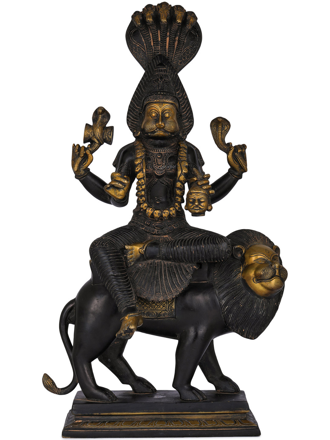 Exotic India Black & Gold Toned Sri Maha Pratyangira Devi Brass Showpiece