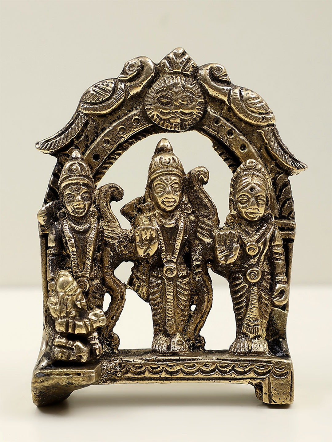 Exotic India Gold-Toned Brass Rama Darbar Showpiece